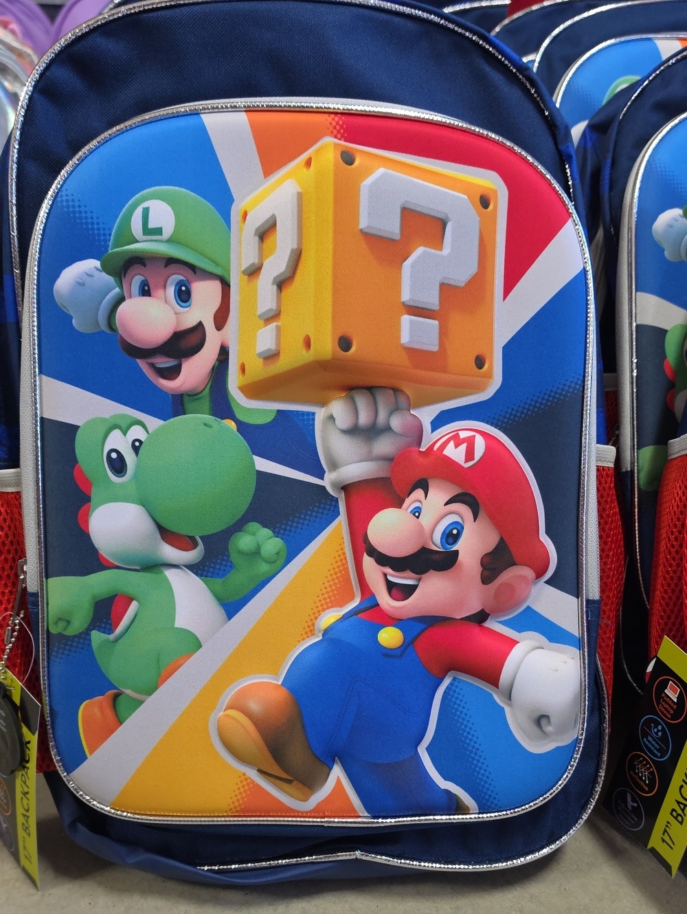 Nintendo Super Mario Kids Backpack Tag - Red, Blue, Yellow